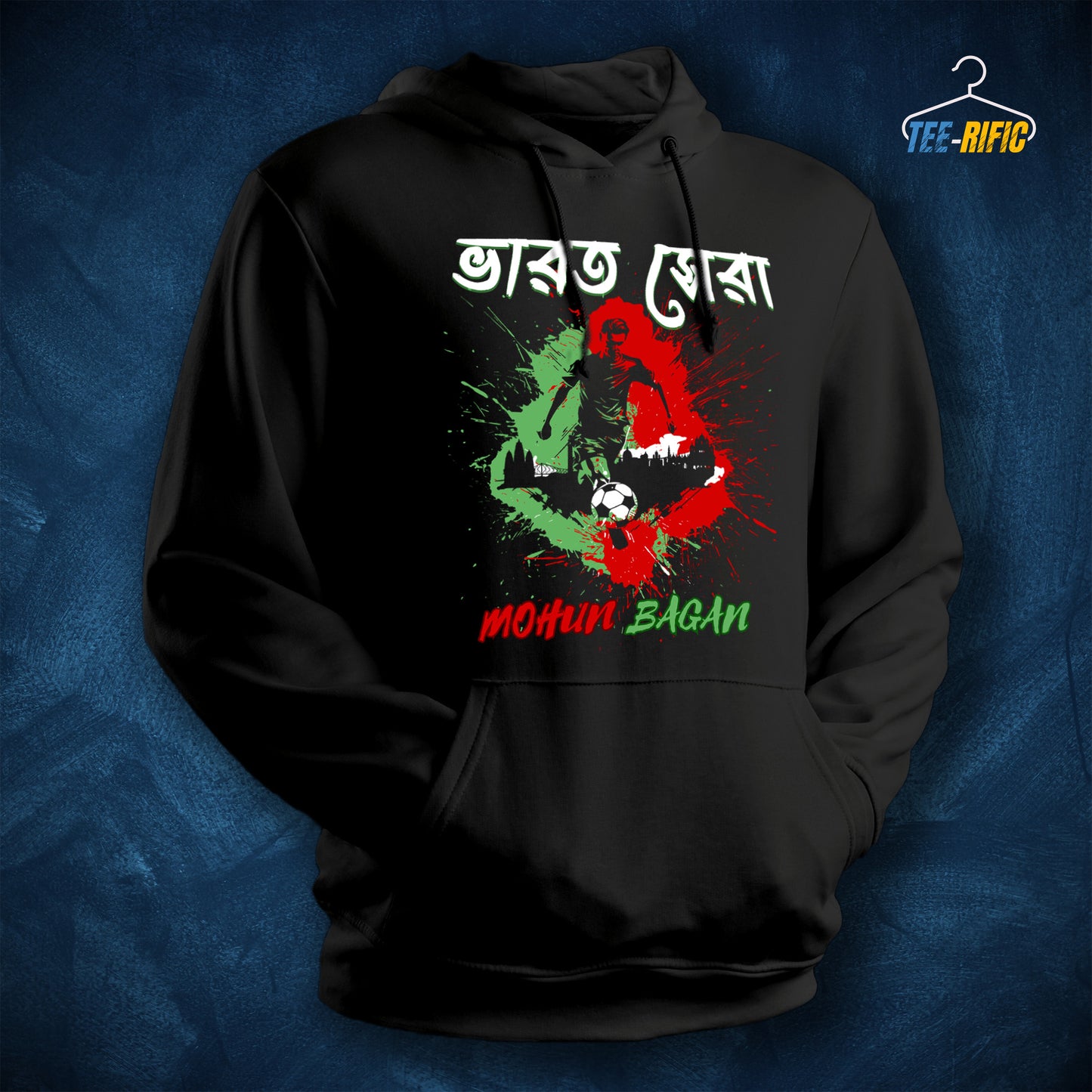 Black Hoodie with design of Bharat Sera Mohun Bagan in the front
