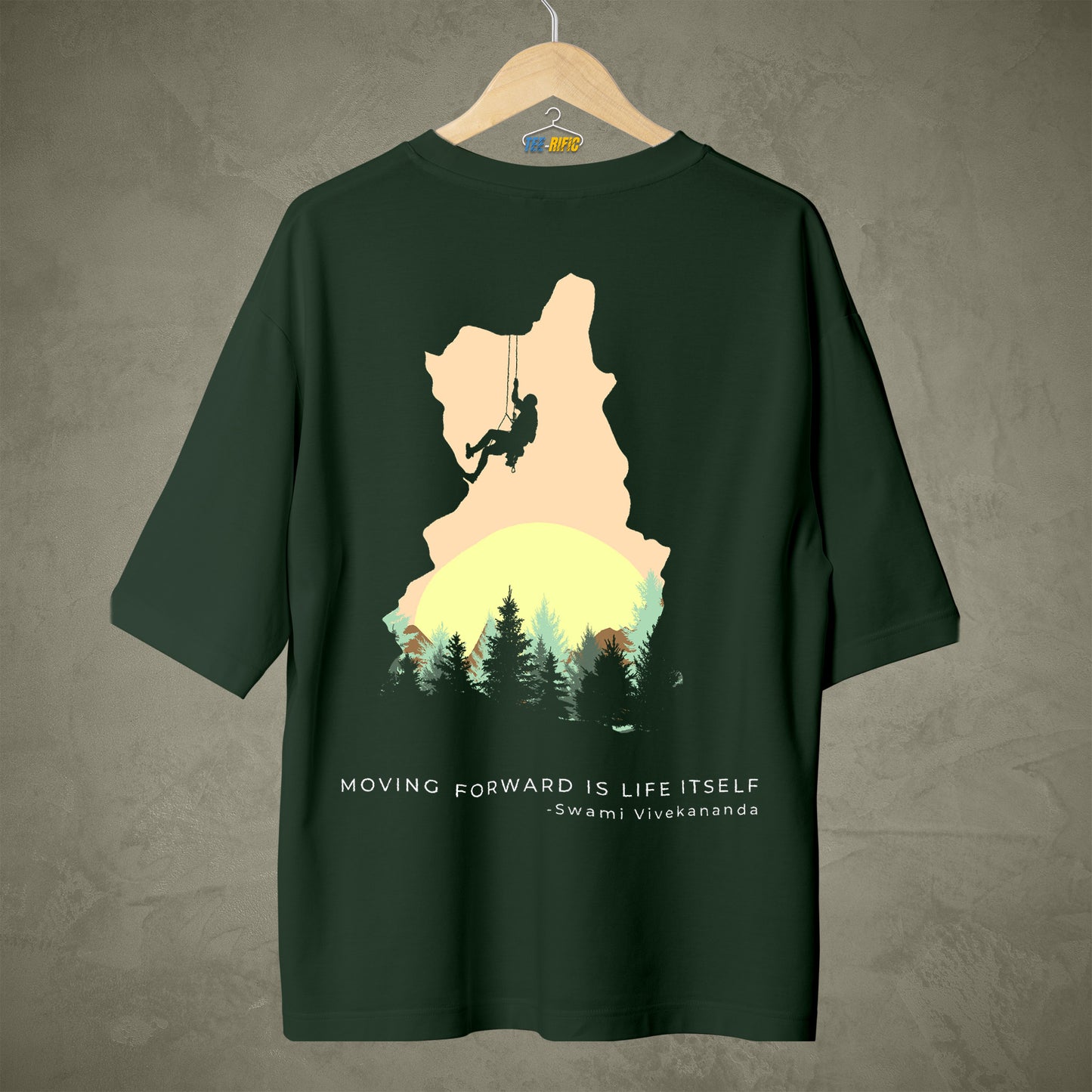 Over sized Bottle Green T-shirt with a motivational quotes for Youth.