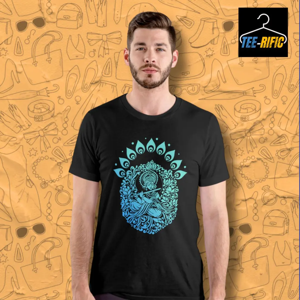 Krishna Mandala Art Tshirt Black.webp