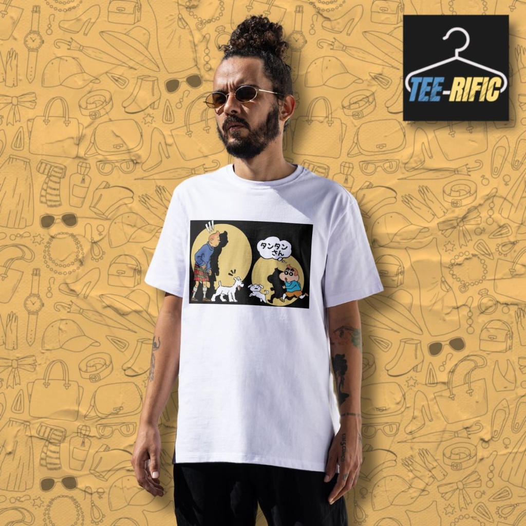 TinTin and Sinchan Multiverse - Unisex Supima T-shirt (White, S)