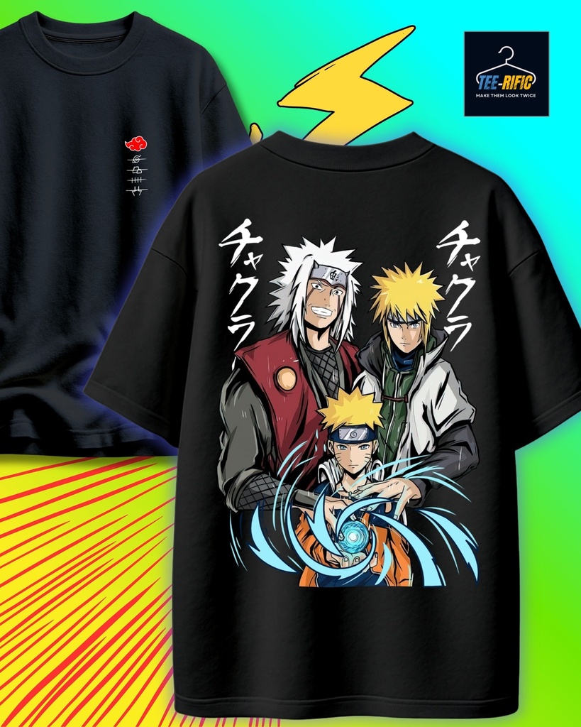 Naruto Trio Oversized Tshirt (S, Black)