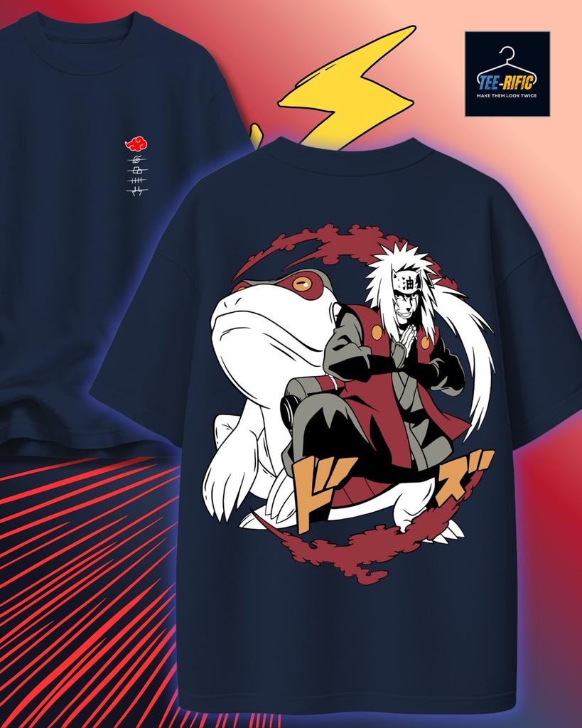 Naruto Jiraiya Oversized Tshirt (S, Navy Blue)