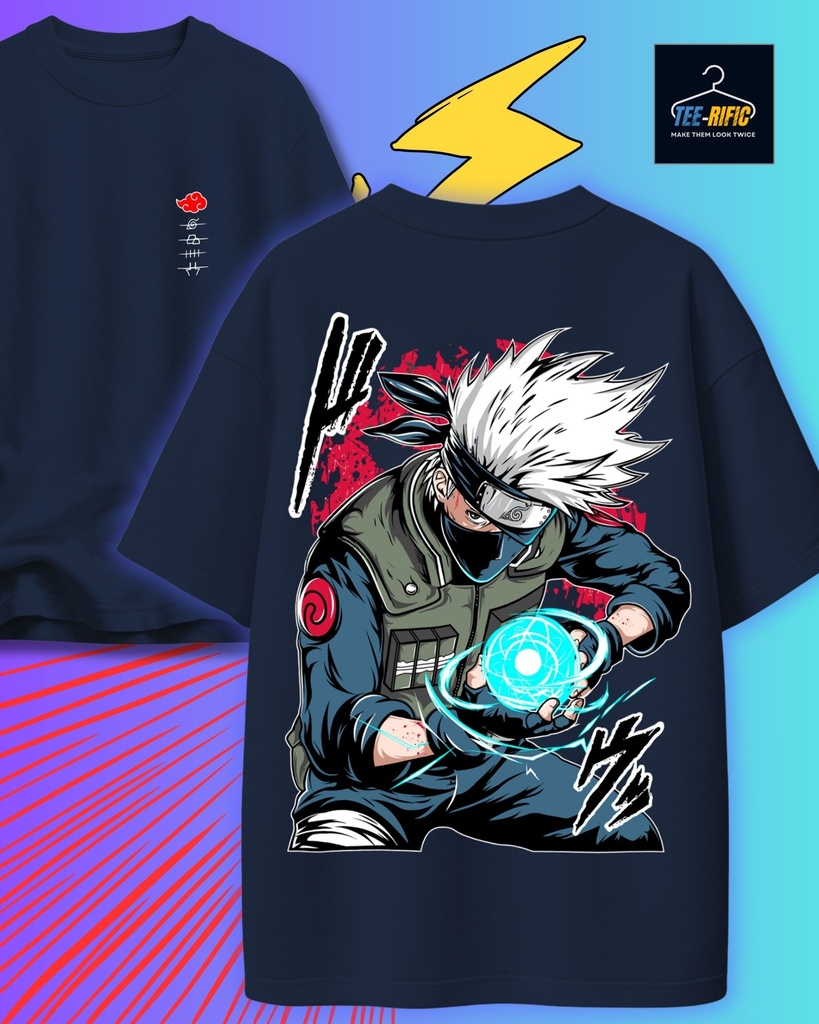 Kakashi Hatake Oversized Tshirt (S, Navy Blue)