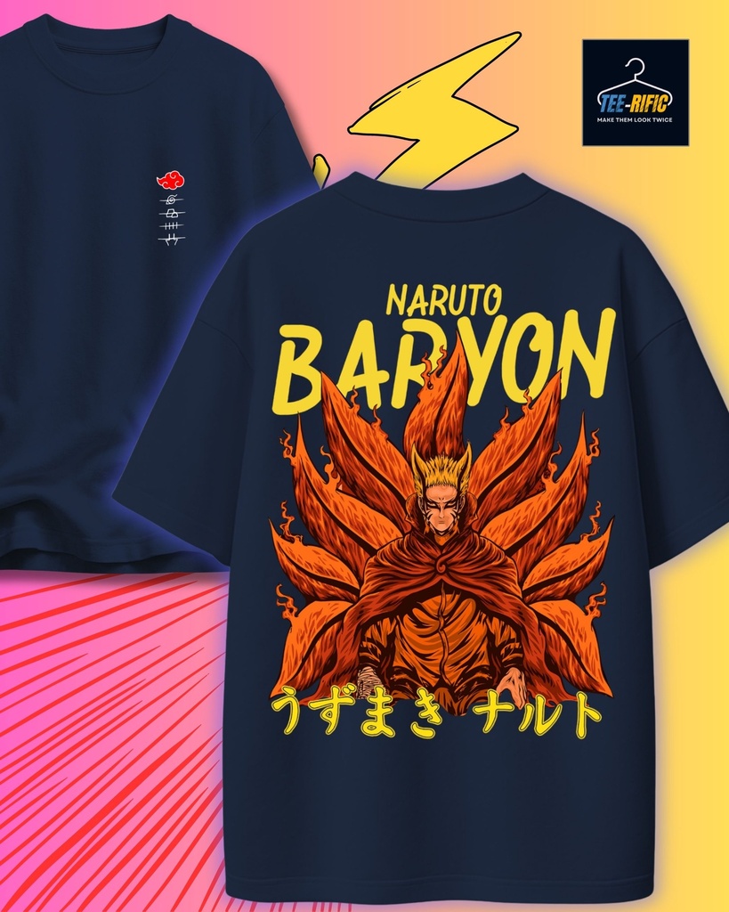 Naruto Baryon Oversized Tshirt (S, Navy Blue)