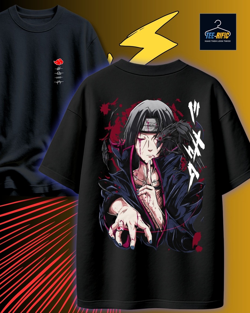 Naruto Itachi Uchiha Oversized Tshirt (S, Black)