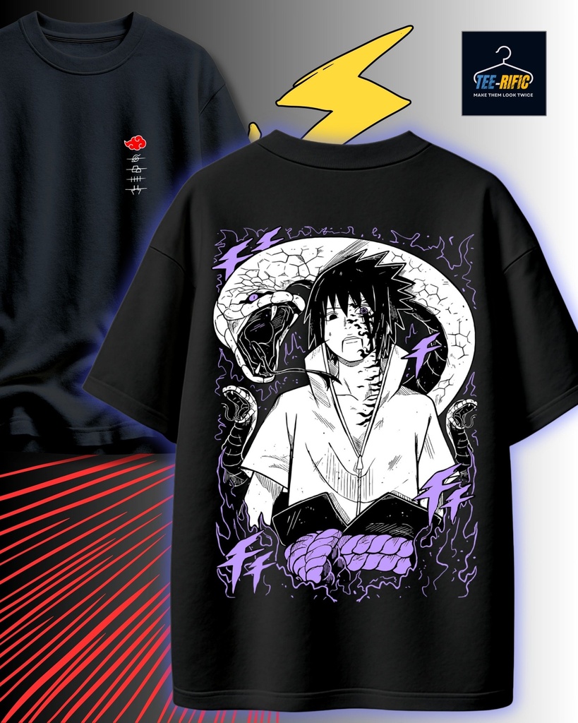 Naruto Sasuke Uchiha Oversized Tshirt (S, Black)