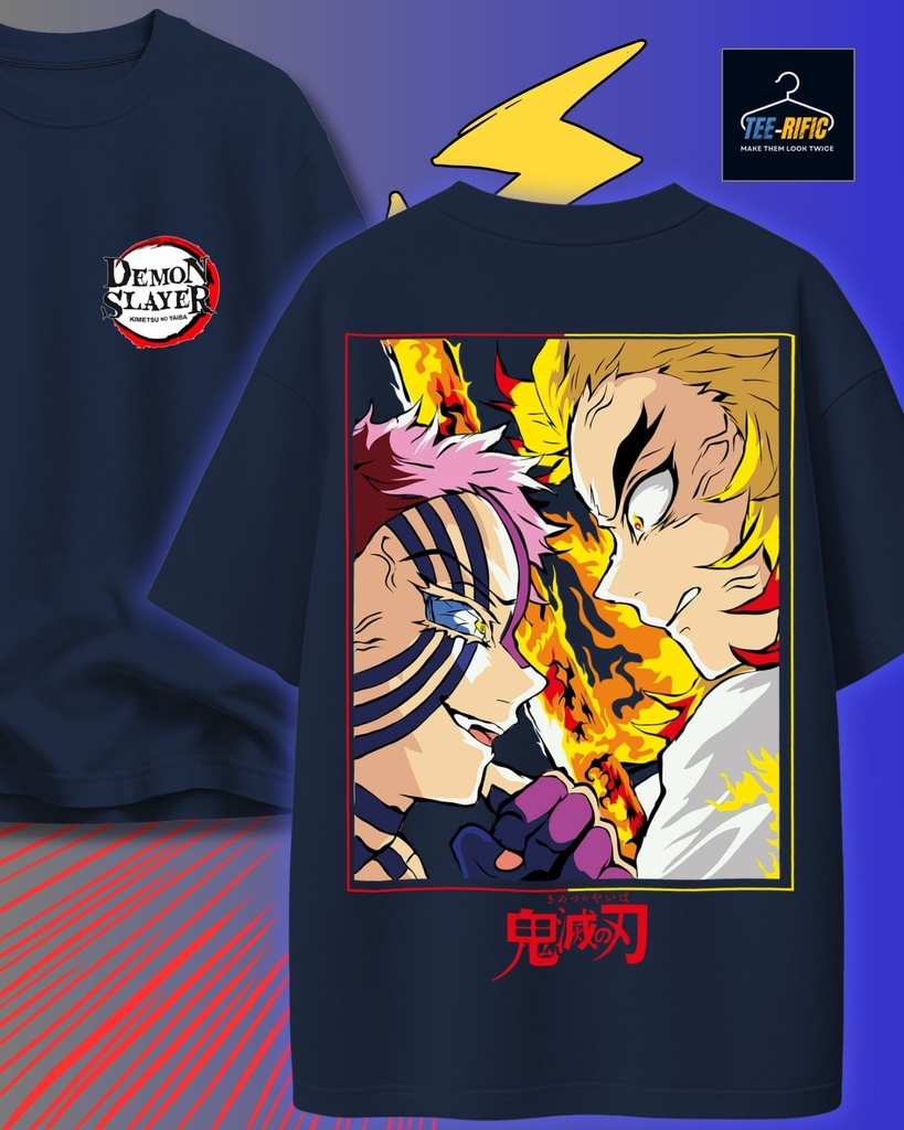 Demon Slayer Kimetsu Oversized Tshirt (S, Navy Blue)