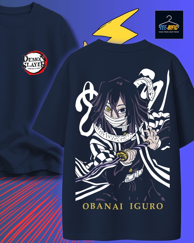 Demon Slayer Obanai Oversized Tshirt (S, Navy Blue)