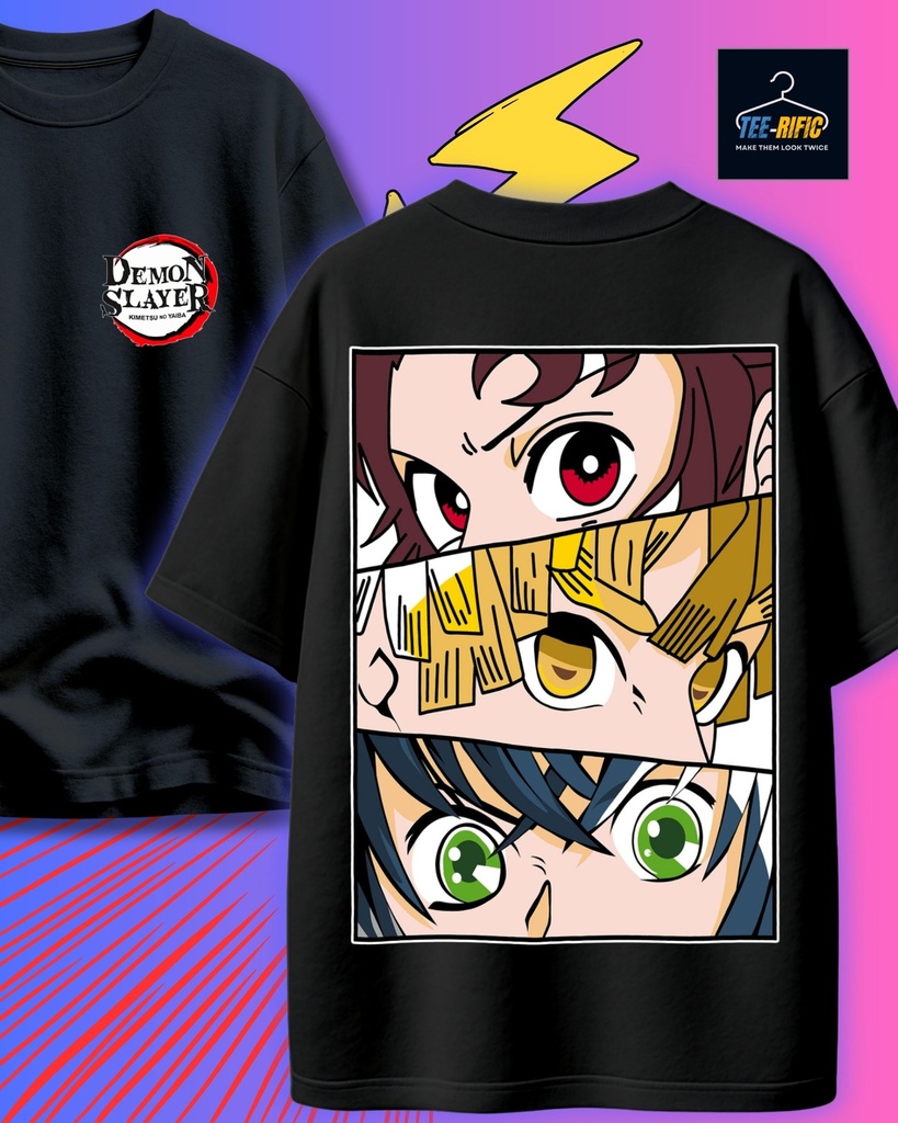 Demon Slayer Trio Oversized Tshirt (S, Black)