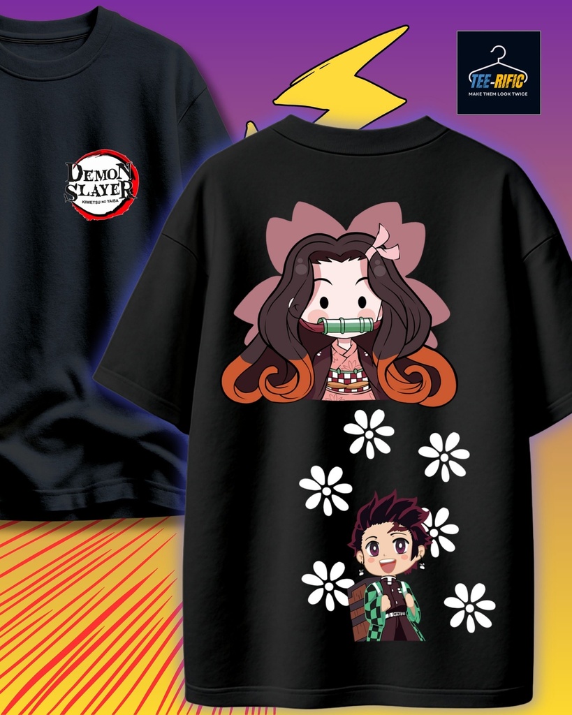 Demon Slayer Duo Oversized Tshirt (S, Black)