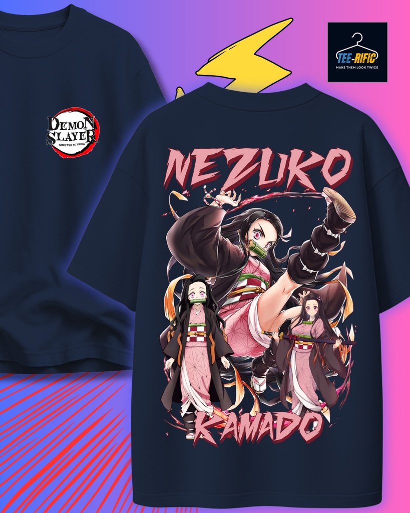 Nezuko Kamado Oversized Tshirt (S, Navy Blue)