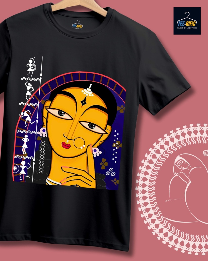 Bengali Traditional Women Tshirt (S, Black)