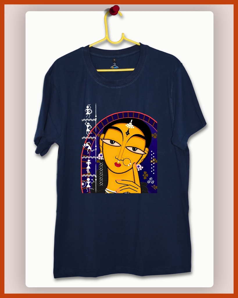 Tribal x Potochitro Unisex Traditional Tshirt (S, Navy Blue)
