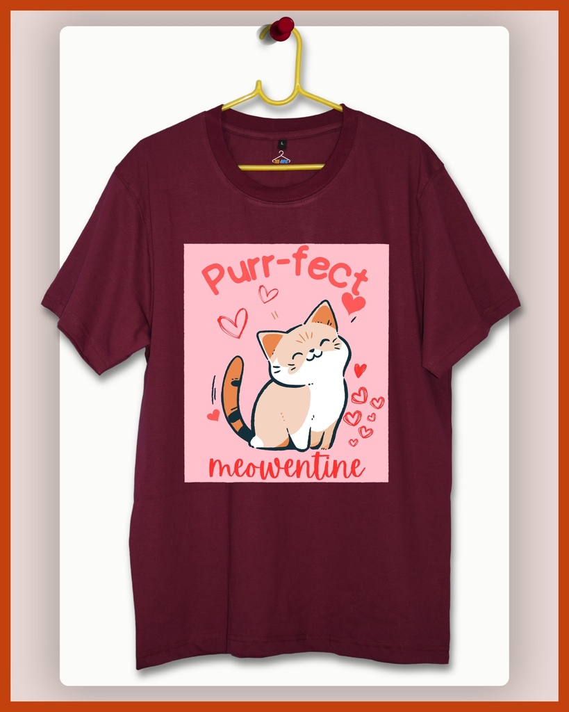 Purr-fect Meowentine - Unisex Tshirt (Wine, S)