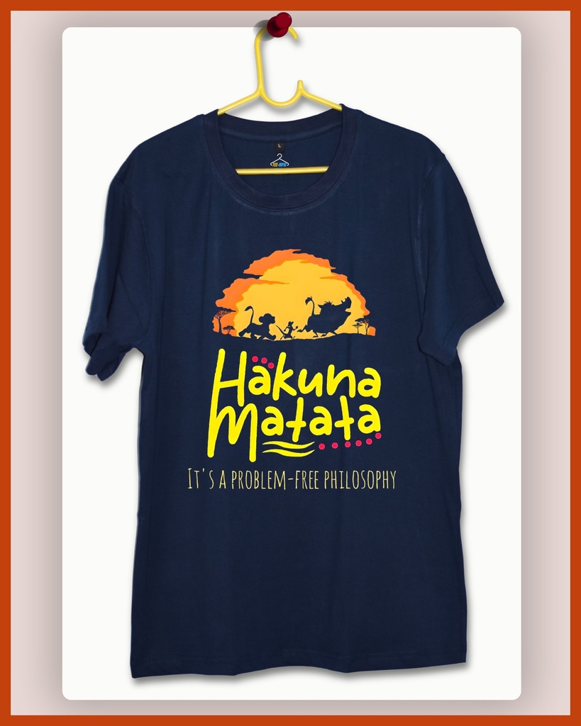 Hakuna Matata Unisex Tshirt (S, Navy Blue)