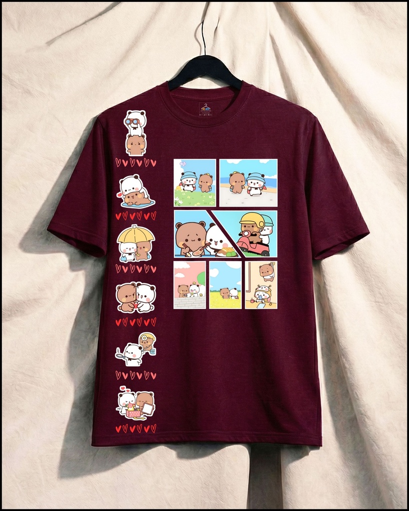 Bubu Dudu All Over Printed Unisex Tshirt (S, Wine)