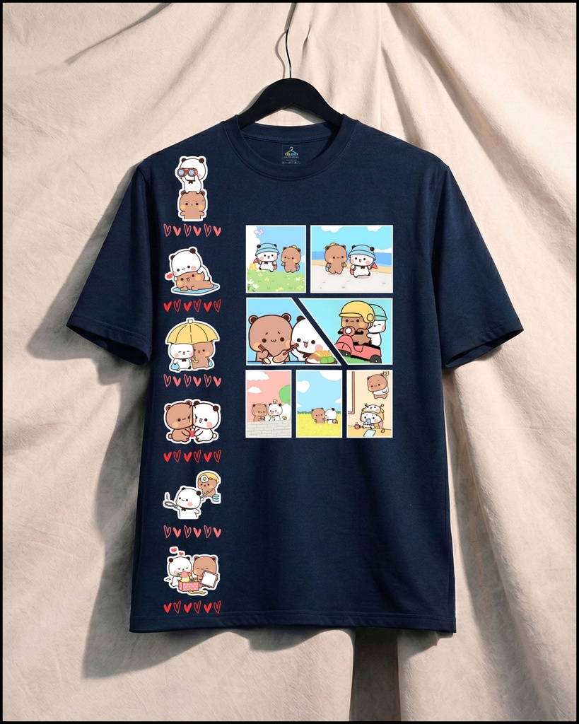 Bubu Dudu All Over Printed Unisex Tshirt (S, Navy Blue)