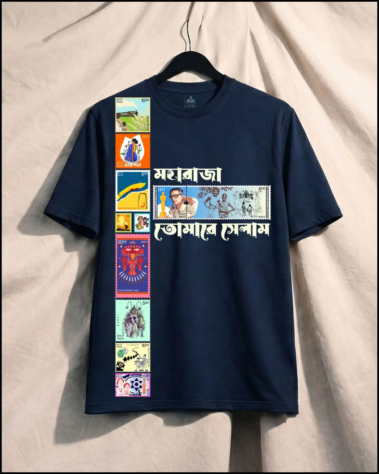 RayVerse Collection All Over Printed Unisex Tshirt (S, Navy Blue)