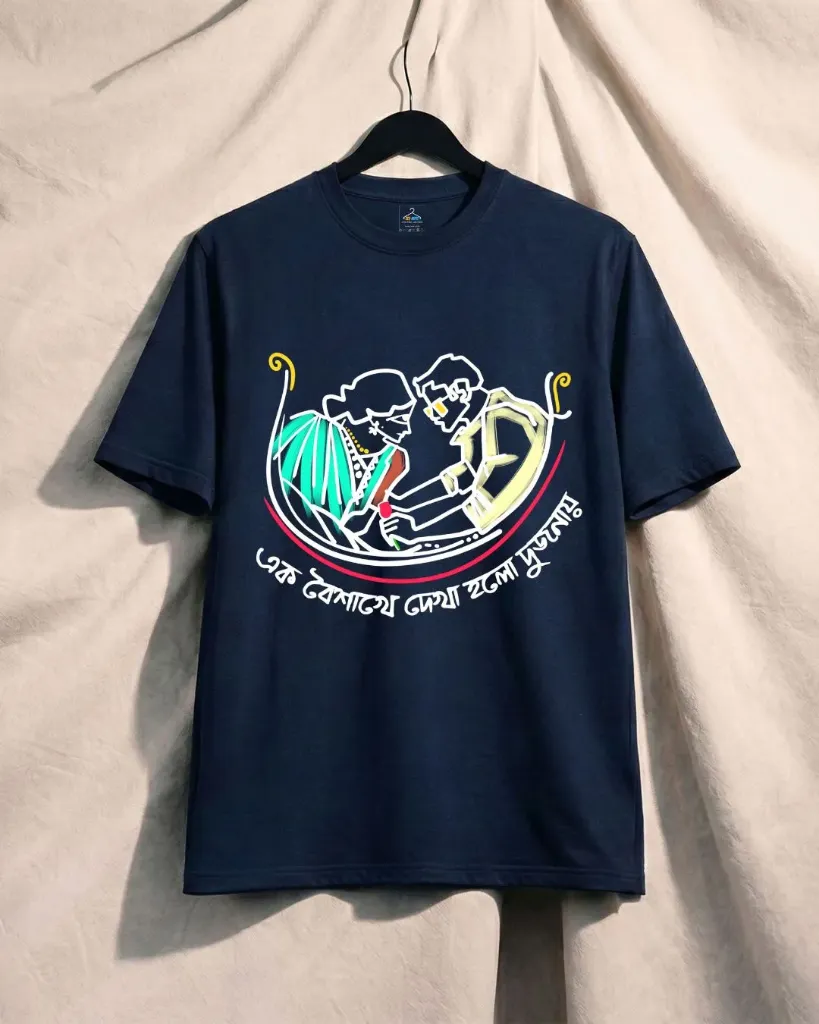 Ek Boisakhe Dekha Holo Unisex Tshirt (S, Navy Blue)